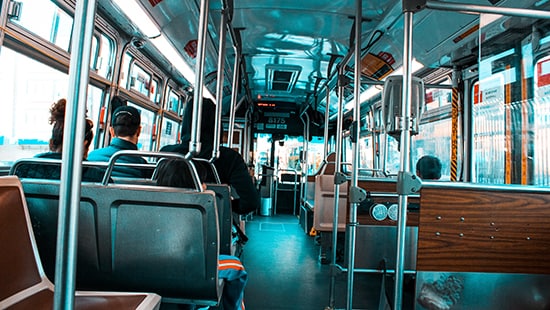 Photo of the inside of a city bus