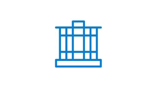 Blue grid net icon arranged in a diamond shape with evenly spaced openings.